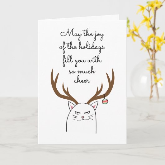 Funny Sarcastic Cat Holiday Kaart (Gele Bloem)