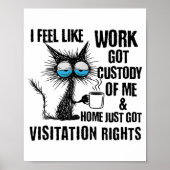 Funny Sarcastic Cat I Feel Like Work Got Custody O Poster (Voorkant)
