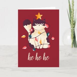 Funny Sarcastic Cat Kerstmis Feestdagen Kaart