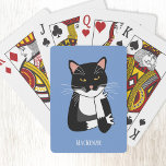 Funny Sarcastic Cat Name Pokerkaarten<br><div class="desc">Een sarcastische,  onenthousiaste en vervelende zwarte en witte Bicolor tuxedo kat. Wat dan ook. Verander of verwijder de naam om aan te passen.</div>