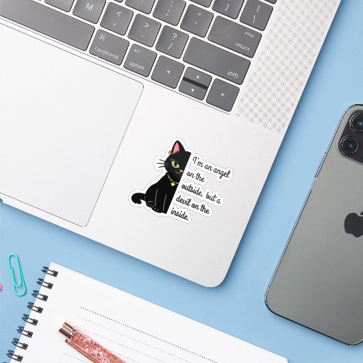 funny sarcastic cat stickers (Laptop met iPhone)