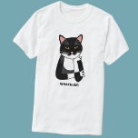 Funny Sarcastic Cat T-shirt<br><div class="desc">Een sarcastische,  irritante en onenthousiaste zwarte en witte Bicolor tuxedo kat. Wat dan ook. Verander of verwijder de tekst om aan te passen.</div>