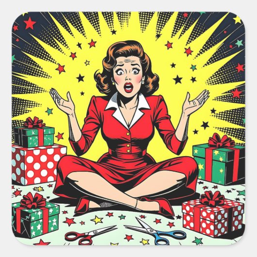 Funny Sarcastic Christmas Humor Vierkante Sticker (Voorkant)