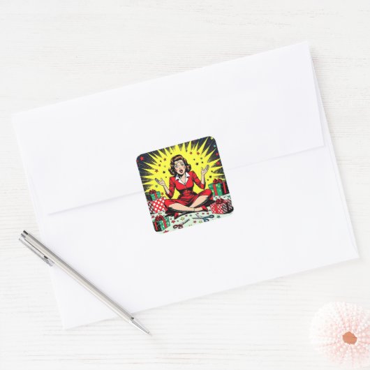 Funny Sarcastic Christmas Humor Vierkante Sticker (Envelop)
