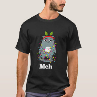 Funny Sarcastic Christmas Meh Cat Bah Humbug T-shirt