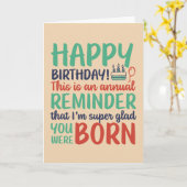 Funny Sarcastic Glad je bent geboren op zondag Kaart (Gele Bloem)