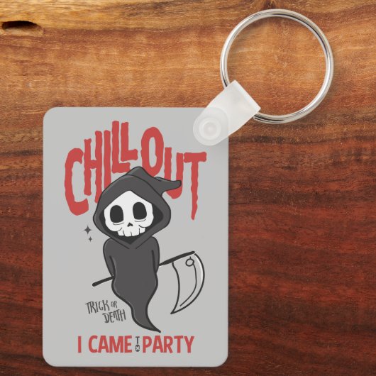 Funny Sarcastic Grim Reaper Halloween Party Keycha Sleutelhanger (Achterkant)