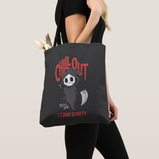 Funny Sarcastic Grim Reaper Halloween Party Tote Bag (Dichtbij)