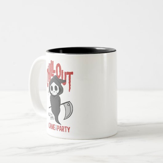 Funny Sarcastic GrimReaper Halloween Party Tweekleurige Koffiemok (Voorkant links)