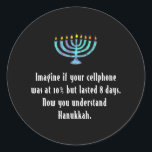 Funny Sarcastic Hanukkah Chanukah Cellphone Quote Ronde Sticker<br><div class="desc">Funny Sarcastic Hanukkah Chanukah Cellphone Quote</div>