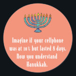 Funny Sarcastic Hanukkah Chanukah Cellphone Quote Ronde Sticker<br><div class="desc">Funny Sarcastic Hanukkah Chanukah Cellphone Quote</div>