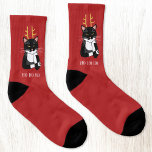 Funny Sarcastic kerstkat Socks Sokken<br><div class="desc">Een sarcastische,  irritante en onenthousiaste zwarte en witte Bicolor tuxedo-kat met kerstgeweien. Ho ho ho,  en andere zulke joviale groeten. Verander of verwijder de tekst om aan te passen.</div>