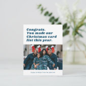 Funny Sarcastic kerstlist Feestdagenkaart (Staand voorkant)