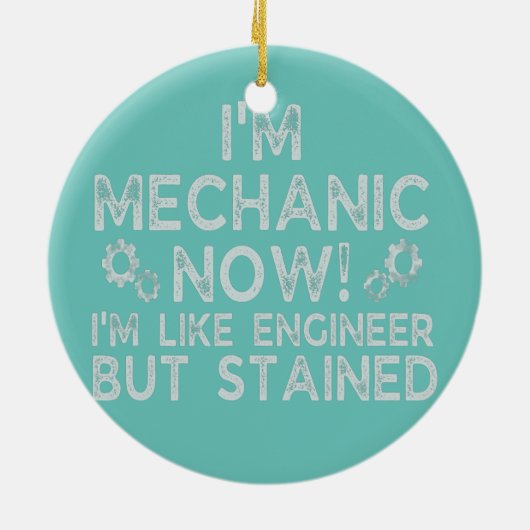 Funny Sarcastic Mechanic Gezegden voor Garage Auto Keramisch Ornament (Achterkant)