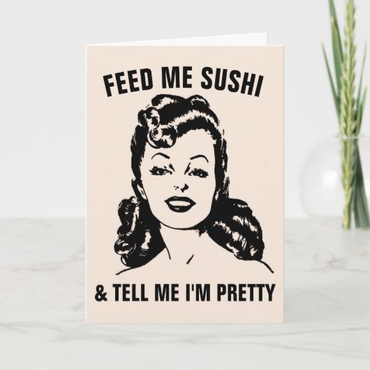 FUNNY SARCASTIC RETRO HOUSEWIFE SUSHI KAART (Voorkant)