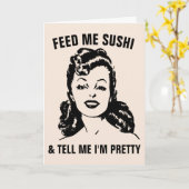 FUNNY SARCASTIC RETRO HOUSEWIFE SUSHI KAART (Gele Bloem)
