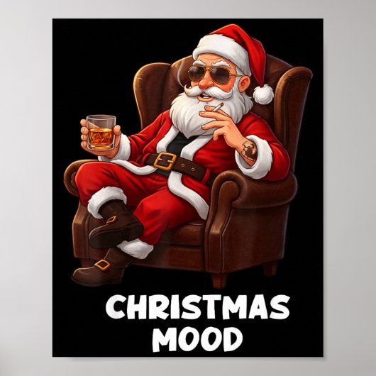 Funny Sarcastic Santa Smoking And Drinking “christ Poster (Voorkant)