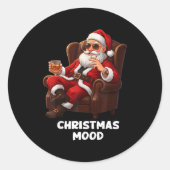 Funny Sarcastic Santa Smoking And Drinking “christ Ronde Sticker (Voorkant)