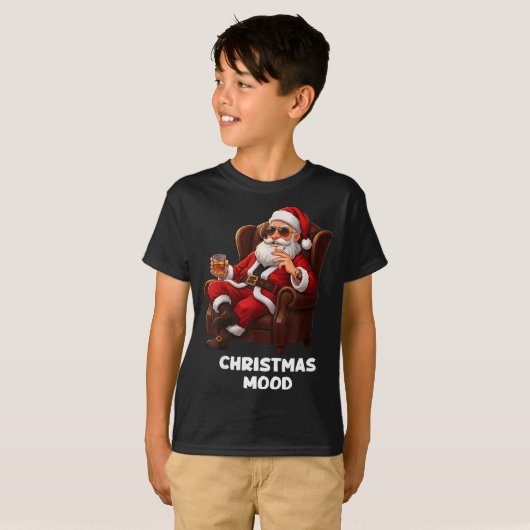 Funny Sarcastic Santa Smoking And Drinking “christ T-shirt (Voorkant volledig)