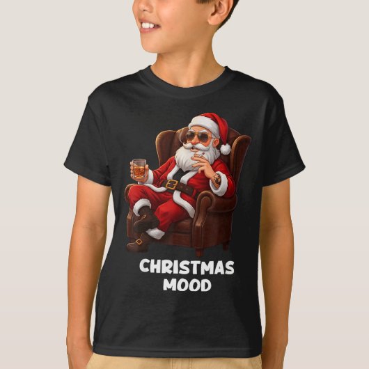Funny Sarcastic Santa Smoking And Drinking “christ T-shirt (Voorkant)