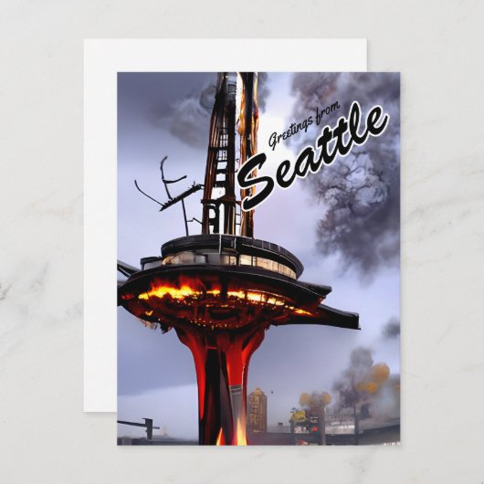 Funny Sarcastic Seattle Greetings Post Apocalyptic Briefkaart (Voorkant / Achterkant)