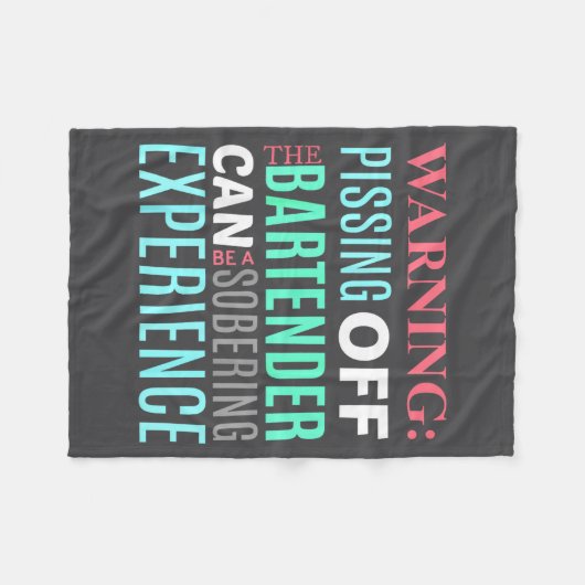 Funny Sarcastic Warning Don't Off Bartender Pun  Fleece Deken (Voorkant (Horizontaal))