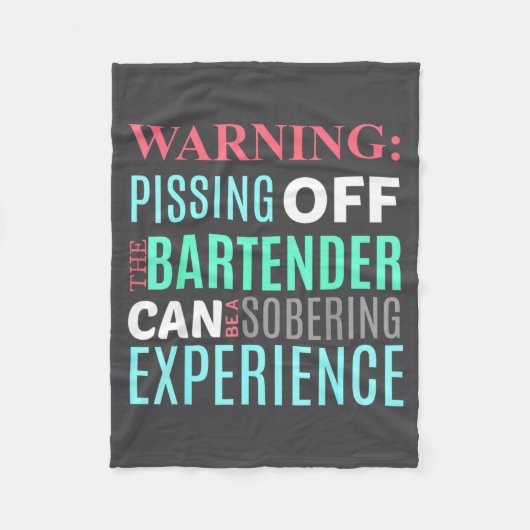 Funny Sarcastic Warning Don't Off Bartender Pun Fleece Deken (Voorkant)