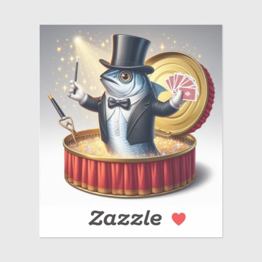 Funny Sardine Magician Trickster Illusion Fish Sticker (Vel)