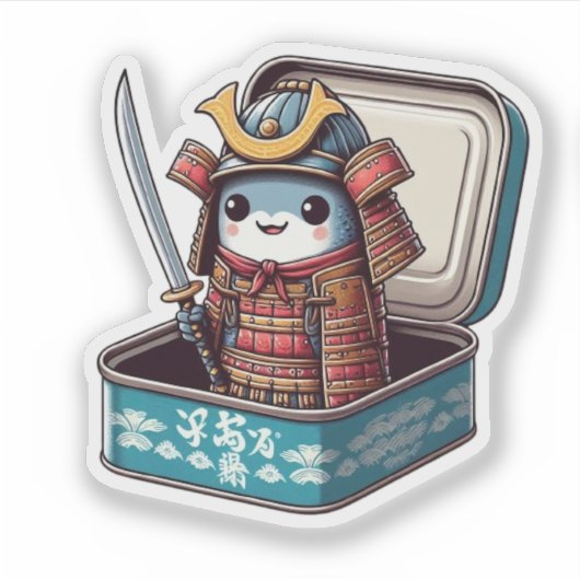  Funny Sardine Samurai Vinyl Sticker (Voorkant)