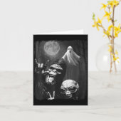 Funny Sasquatch & Alien Rock On Hand Sign Ghos Kaart (Gele Bloem)