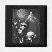 Funny Sasquatch &amp; Alien Rock On Hand Sign Ghos Magneet (Voorkant)