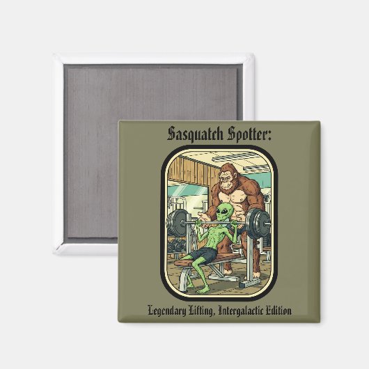 funny Sasquatch Bigfoot gym Magnet (Voorkant / Achterkant)