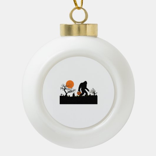 Funny Sasquatch Bigfoot Halloween Costume T shirt Keramische Bal Ornament (Voorkant)