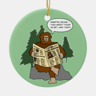 Funny Sasquatch Cartoon kerstboomversiering Keramisch Ornament