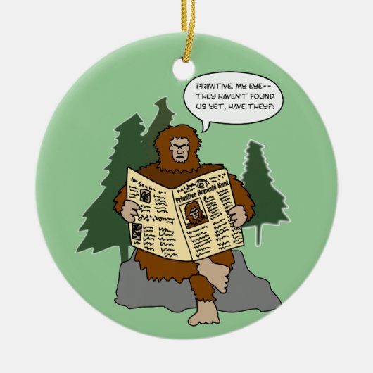 Funny Sasquatch Cartoon kerstboomversiering Keramisch Ornament (Voorkant)