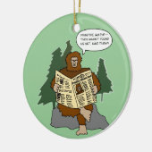 Funny Sasquatch Cartoon kerstboomversiering Keramisch Ornament (Links)