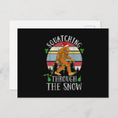 Funny Sasquatch-kerstvierkant met Bigfoot Xmas Briefkaart (Voorkant / Achterkant)