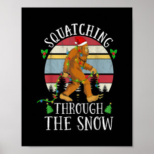 Funny Sasquatch-kerstvierkant met Bigfoot Xmas Poster