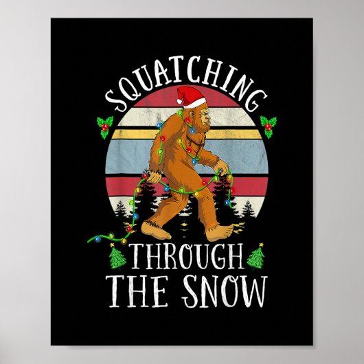 Funny Sasquatch-kerstvierkant met Bigfoot Xmas Poster (Voorkant)