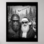 Funny Sasquatch Meme Cool Selfie With Santa Christ Poster (Voorkant)