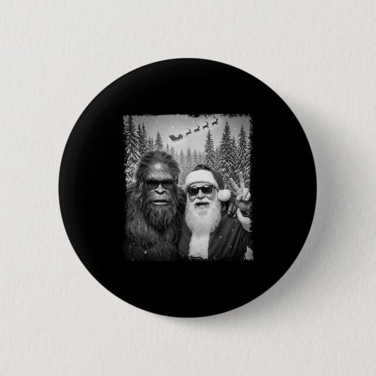 Funny Sasquatch Meme Cool Selfie With Santa Christ Ronde Button 5,7 Cm (Voorkant)