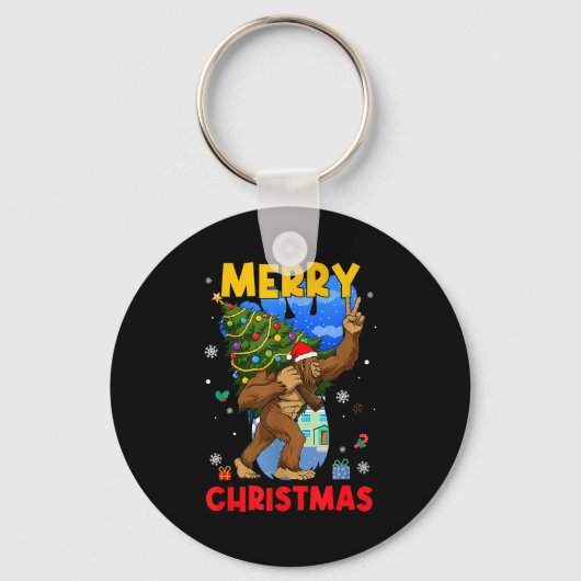 Funny Sasquatch Santa Bigfoot Christmas Tree Xmas Sleutelhanger (Voorkant)