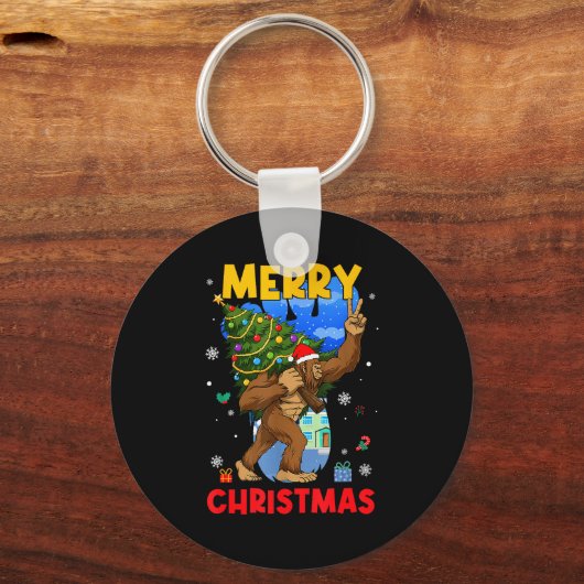 Funny Sasquatch Santa Bigfoot Christmas Tree Xmas  Sleutelhanger (Voorkant)