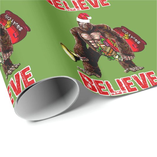 Funny Sasquatch Santa Claus Design Cadeaupapier (Rol Hoek)