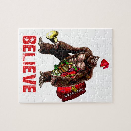 Funny Sasquatch Santa Claus Design Legpuzzel (Horizontaal)