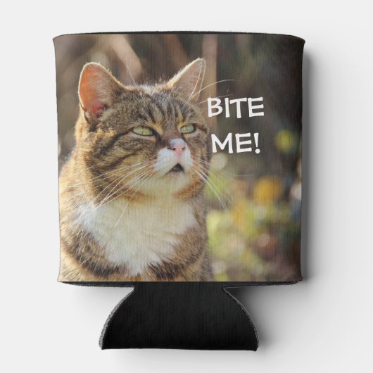 Funny Sassy Cat met Attitude Bite me Blikjeskoeler (Achterkant)