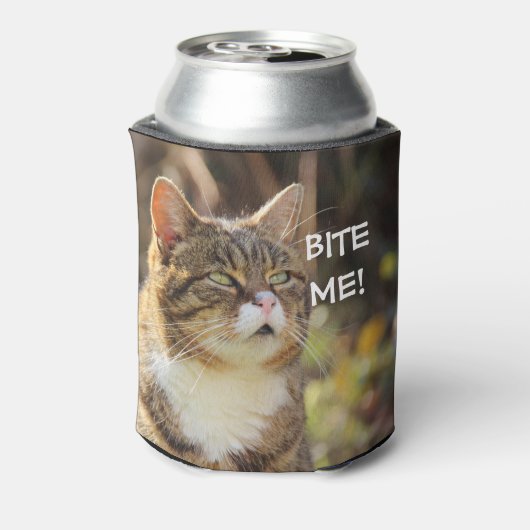 Funny Sassy Cat met Attitude Bite me Blikjeskoeler (Blikje Achterkant)