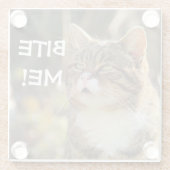 Funny Sassy Cat met Attitude Bite me Glazen Onderzetter (Achterkant)