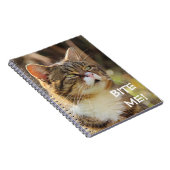 Funny Sassy Cat met Attitude Bite me Notitieboek (Rechterzijde)
