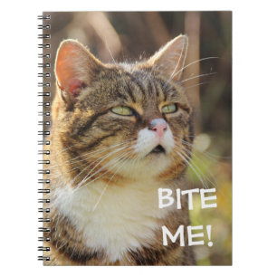 Funny Sassy Cat met Attitude Bite me Notitieboek
